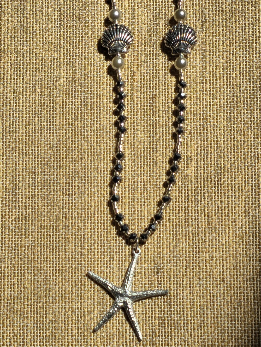 Handmade Cape Cod Pewter Starfish & Pearl Necklace